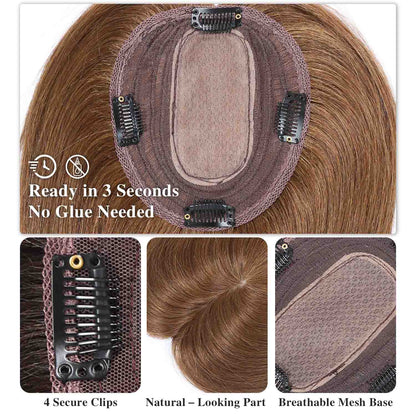 Authris Straight Simulated Scalp Hair Topper for Women | Light Brown