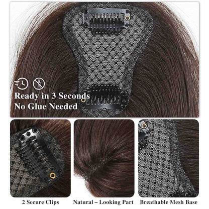 Authris Straight T-shaped middle parting Hair Topper for women | Chocolate Brown