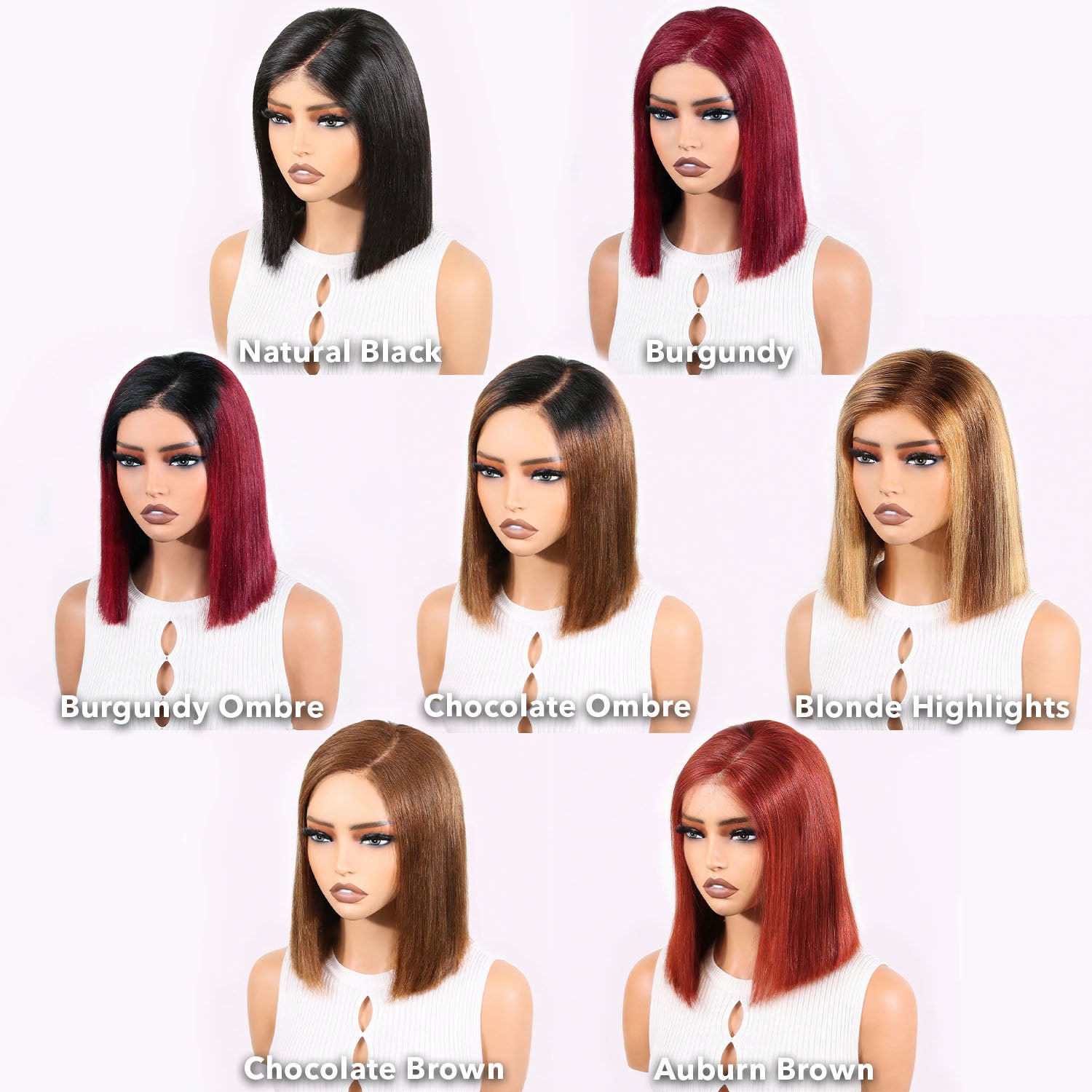 Authris Straight Bob Human Hair Wig | Burgundy