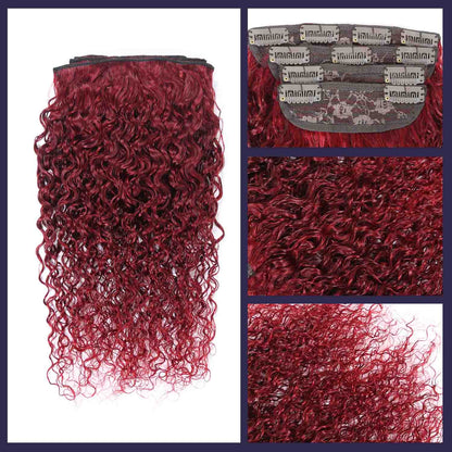 Authris Curly 4-Piece Clip-In Human Hair Extensions | Burgundy