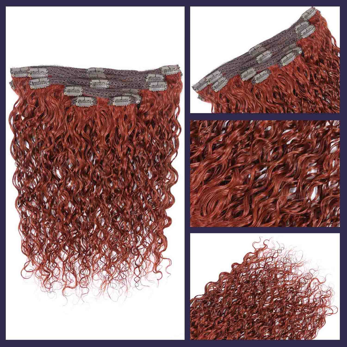 Authris Water Wave 8-Piece Clip-In Human Hair Extensions | Auburn Brown