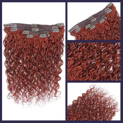 Authris Water Wave 8-Piece Clip-In Human Hair Extensions | Auburn Brown