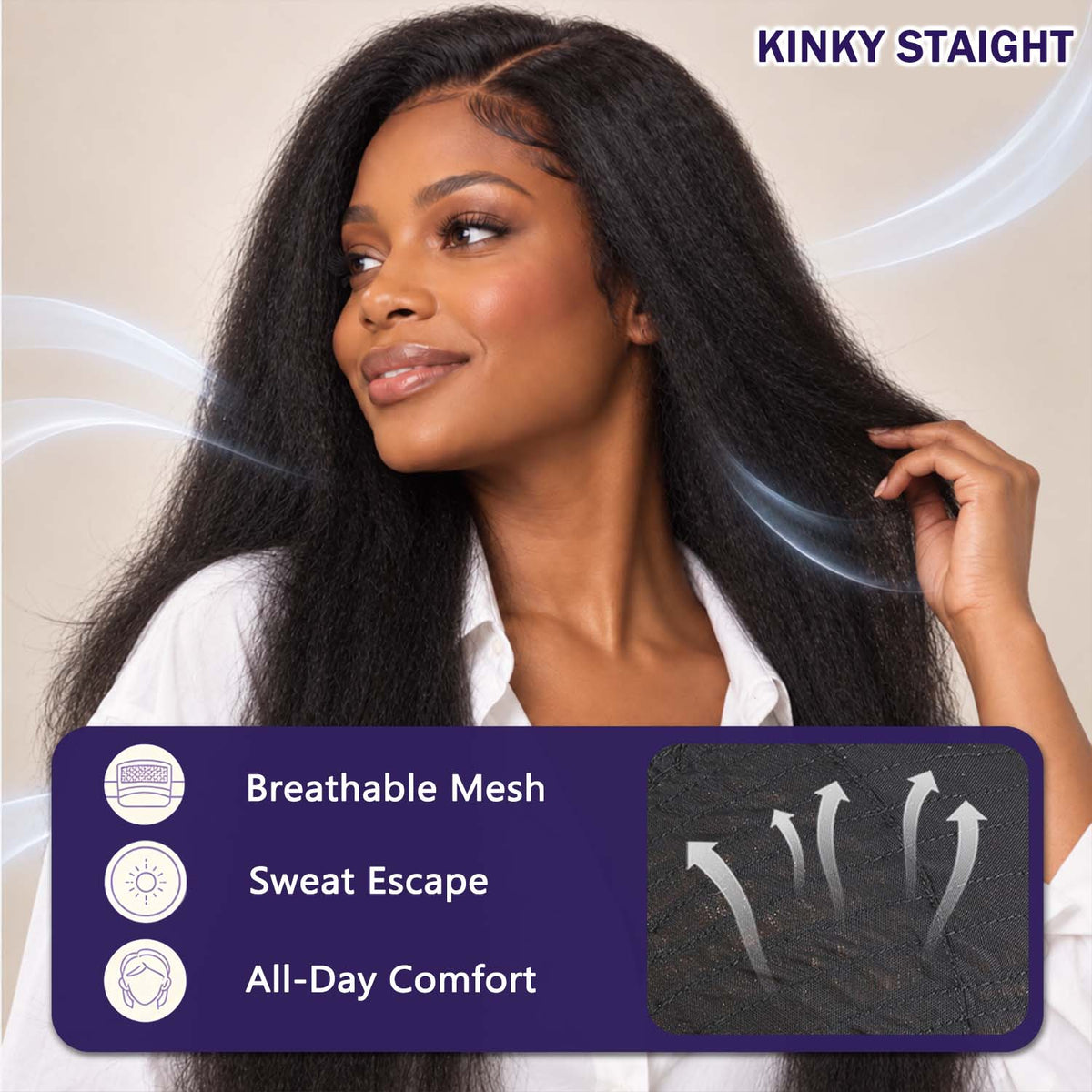 Authris Kinky Straight HD Lace Front Human Hair Wig | Chocolate Ombre