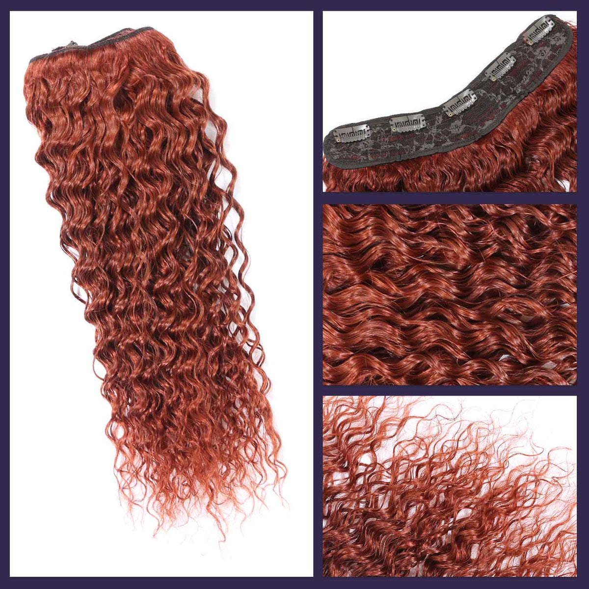 Authris Deep Wave 1-Piece Clip-In Human Hair Extensions | Auburn Brown