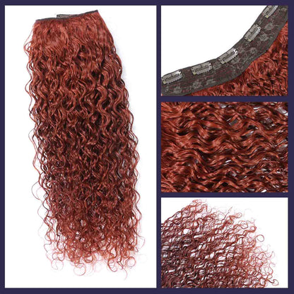 Authris Curly 1-Piece Clip-In Human Hair Extensions | Auburn Brown