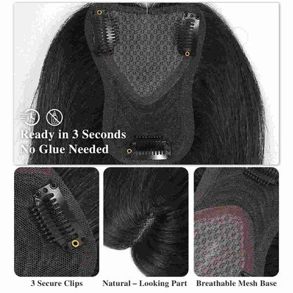 Authris Straight Heart-shaped middle parting Hair Topper for women | Natural Black