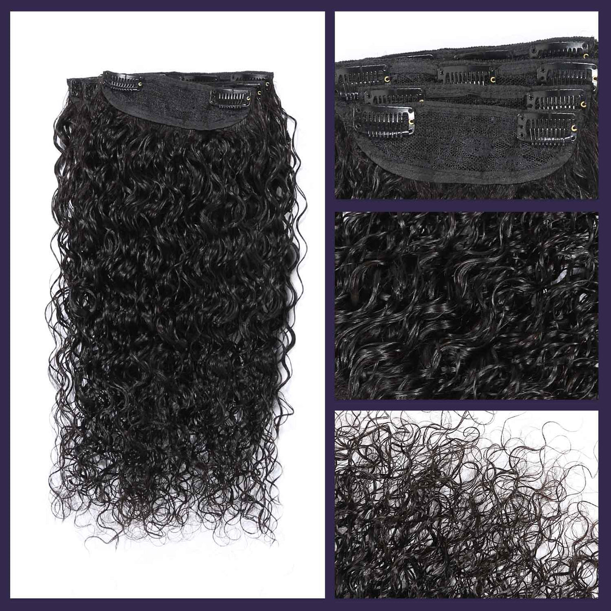 Authris Water Wave 4-Piece Clip-In Human Hair Extensions | Natural Black