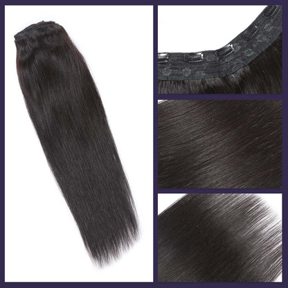 Authris Straight 1-Piece Clip-In Human Hair Extensions | Natural Black