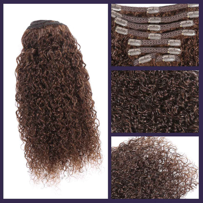 Authris Curly 8-Piece Clip-In Human Hair Extensions | Chocolate Brown