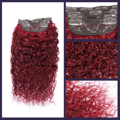 Authris Water Wave 4-Piece Clip-In Human Hair Extensions | Burgundy