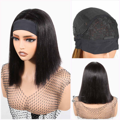 Authris Straight Headband Bob Human Hair Wig | Natural Black