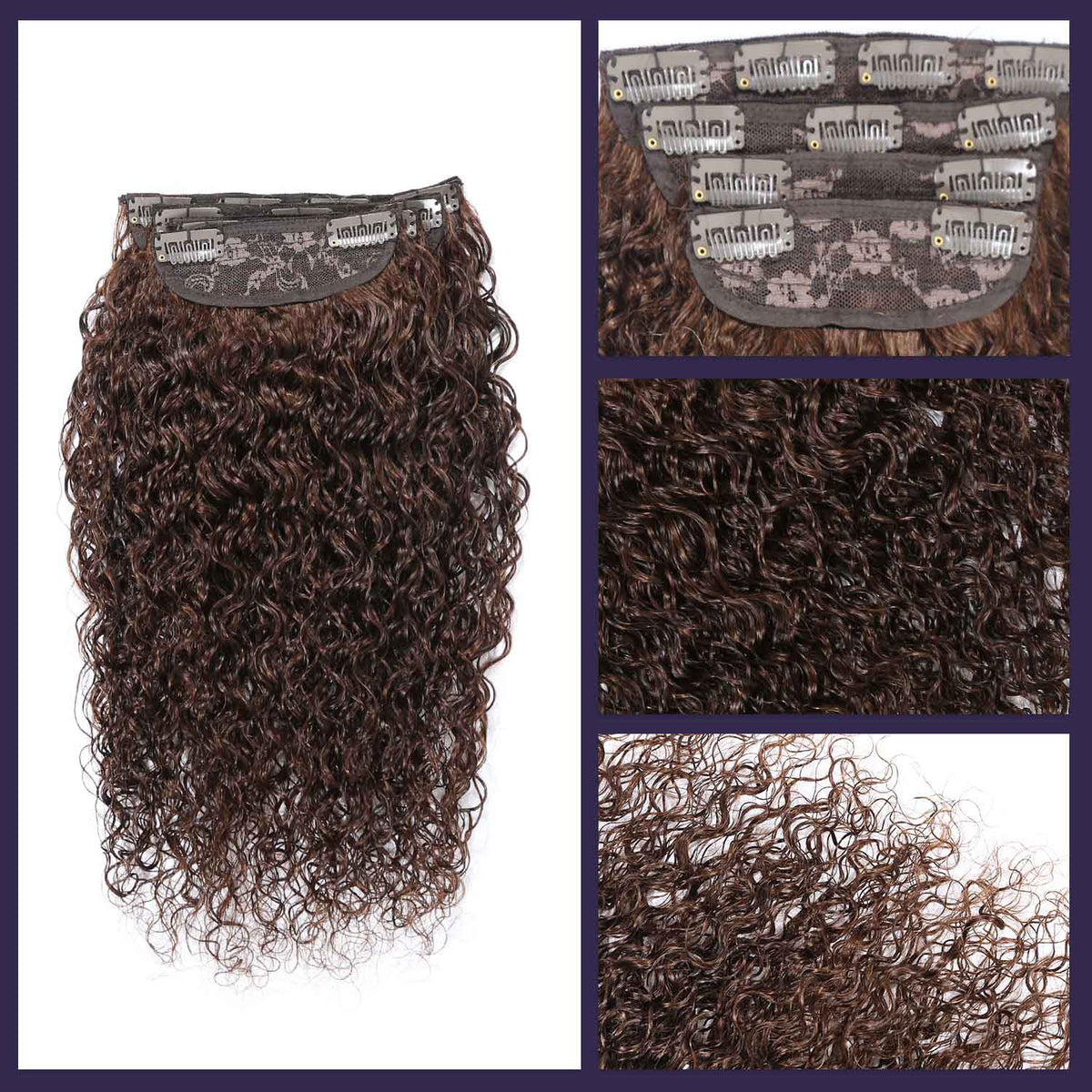 Authris Water Wave 4-Piece Clip-In Human Hair Extensions | Chocolate Brown