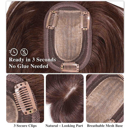 Authris Straight Clip-in Bangs Hair Topper for Women | Chocolate Brown