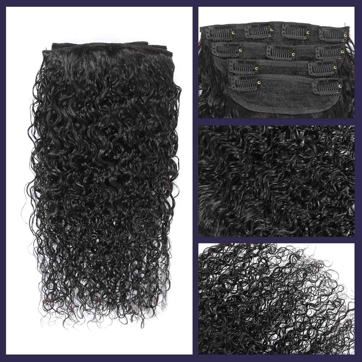 Authris Curly 4-Piece Clip-In Human Hair Extensions | Natural Black