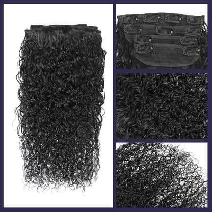 Authris Curly 4-Piece Clip-In Human Hair Extensions | Natural Black