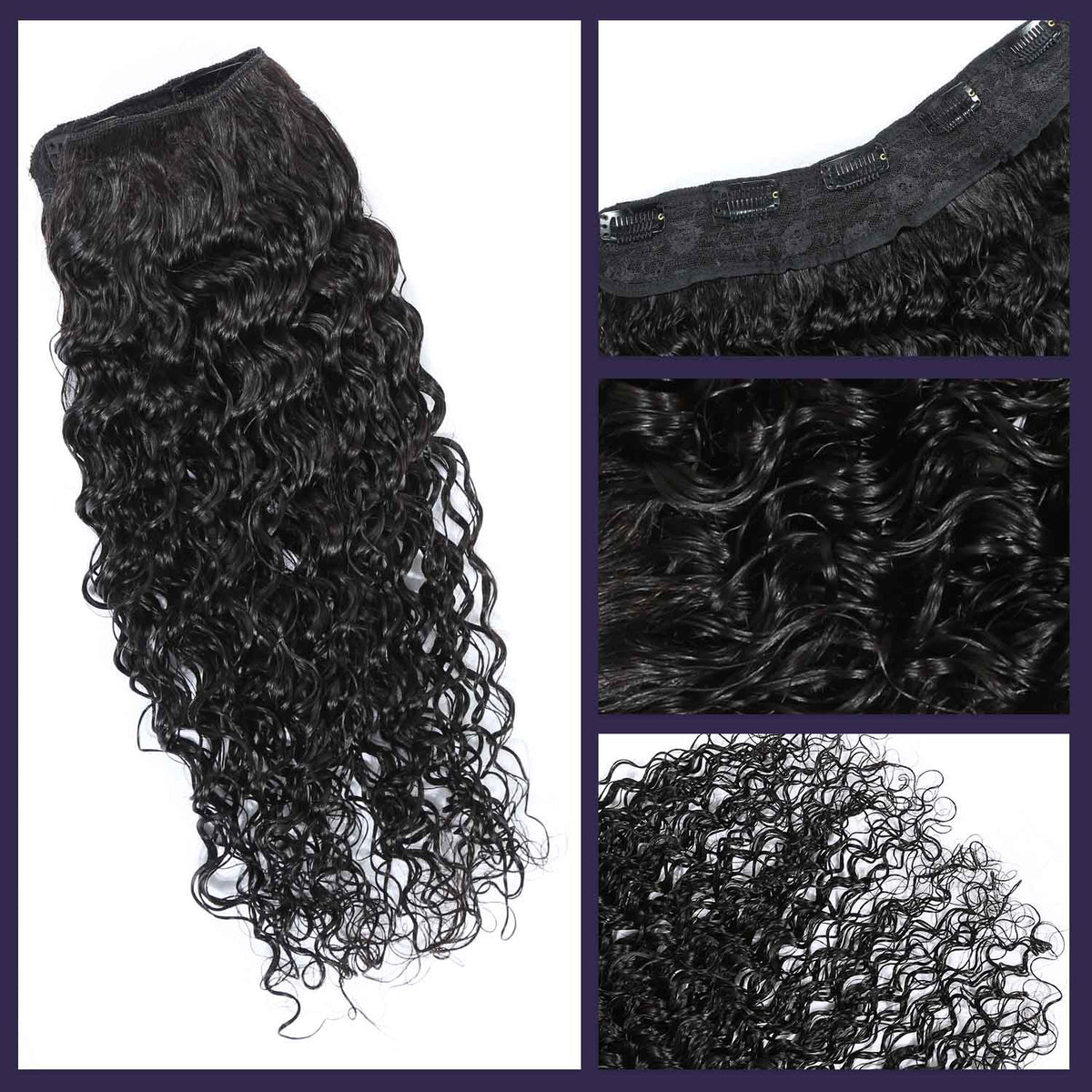 Authris Deep Wave 1-Piece Clip-In Human Hair Extensions | Natural Black