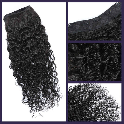 Authris Deep Wave 1-Piece Clip-In Human Hair Extensions | Natural Black