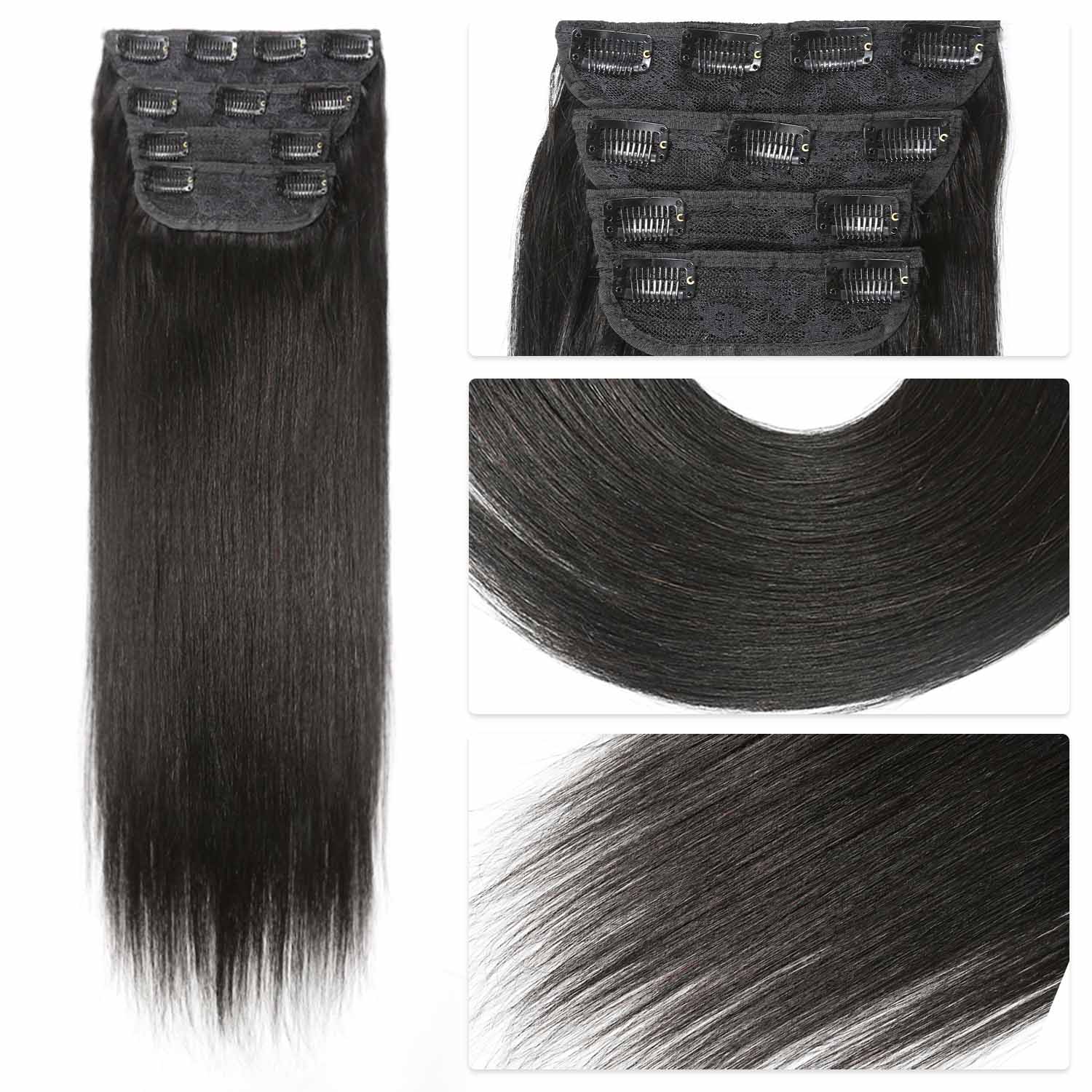 Authris 4-Piece Clip-In Human Hair Extensions | Natural Black