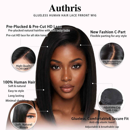 Authris Straight Bob Human Hair Wig | Natural Black