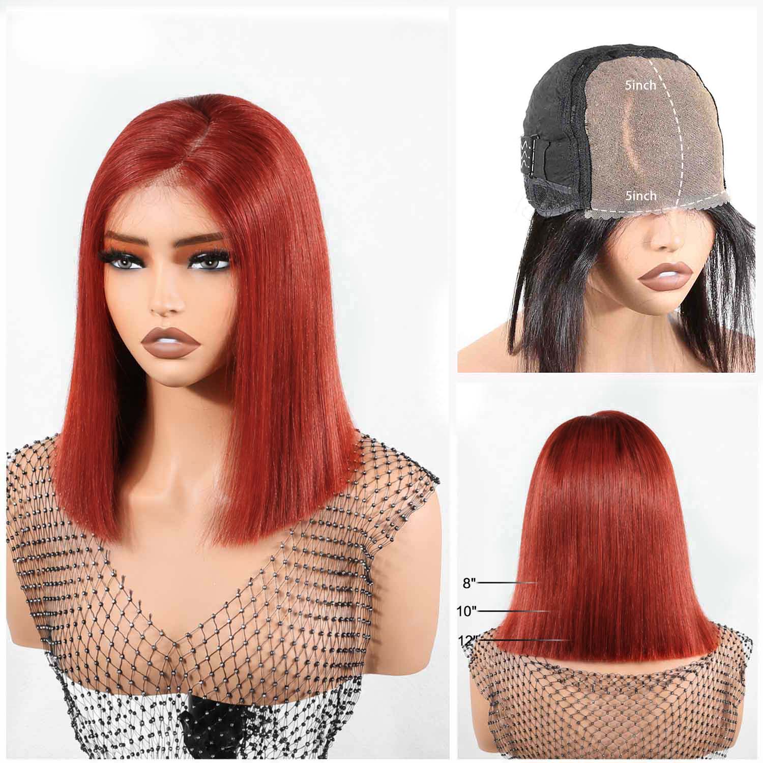 Authris Straight Bob Human Hair Wig | Auburn Brown