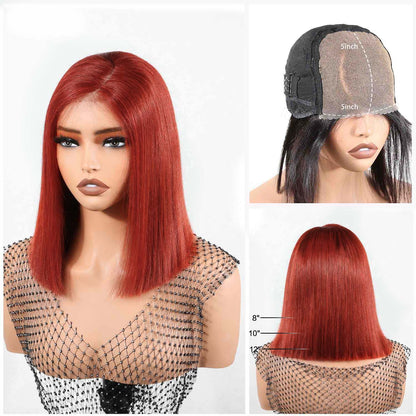 Authris Straight Bob Human Hair Wig | Auburn Brown