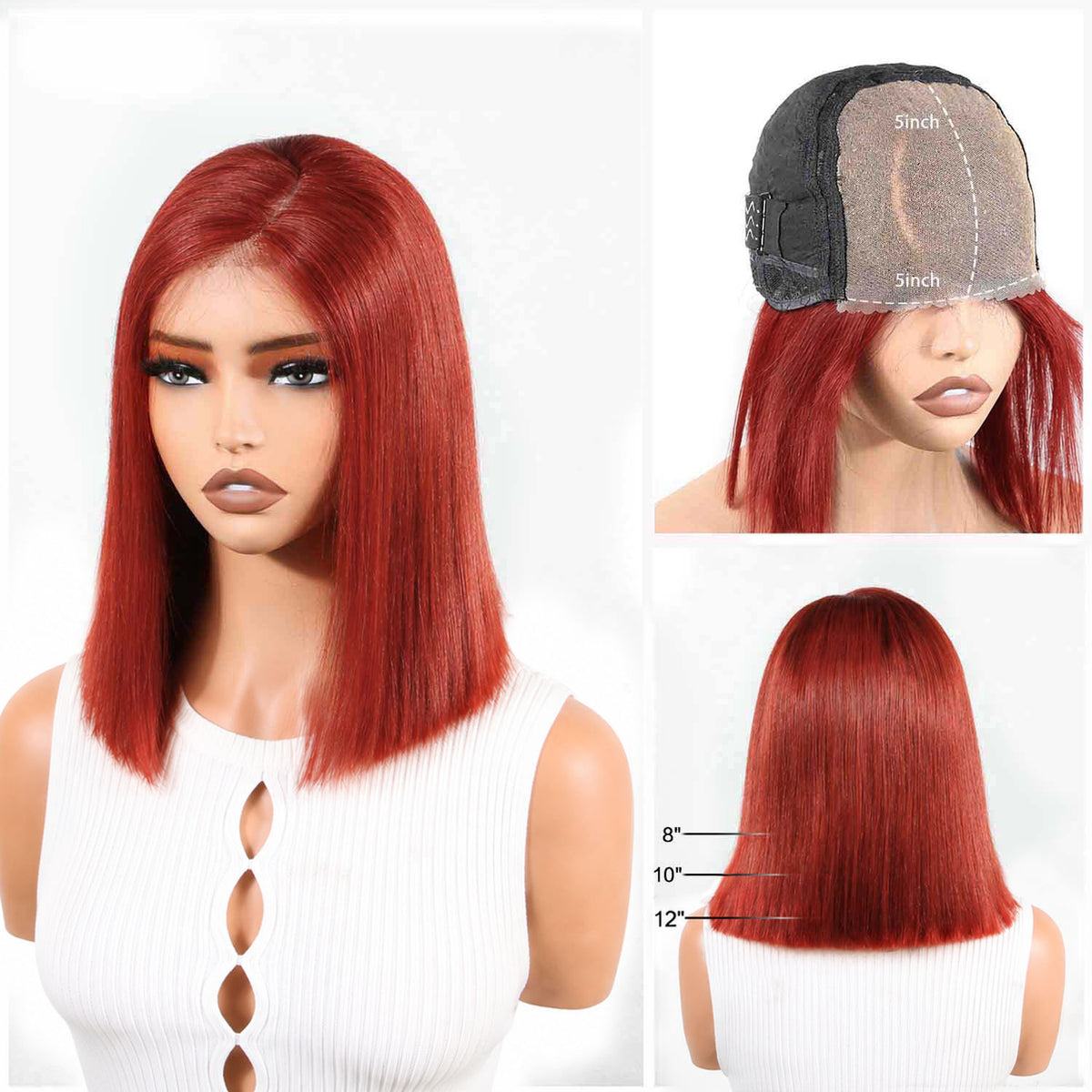 Authris Straight Bob Human Hair Wig | Auburn Brown