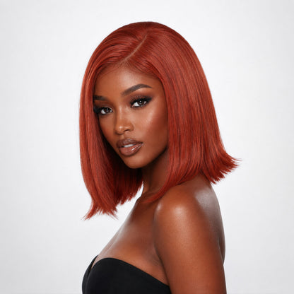 Authris Straight Bob Human Hair Wig | Auburn Brown