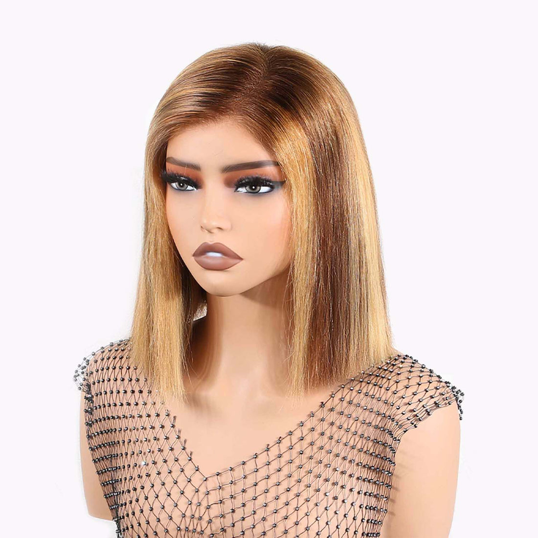 Authris Straight Bob Human Hair Wig | Blonde Highlights
