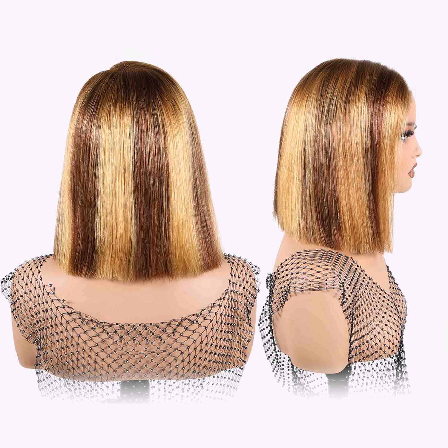Authris Straight Bob Human Hair Wig | Blonde Highlights