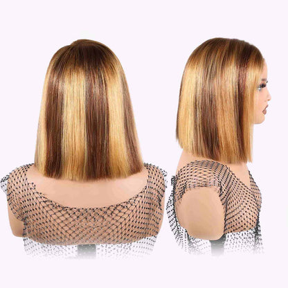 Authris Straight Bob Human Hair Wig | Blonde Highlights