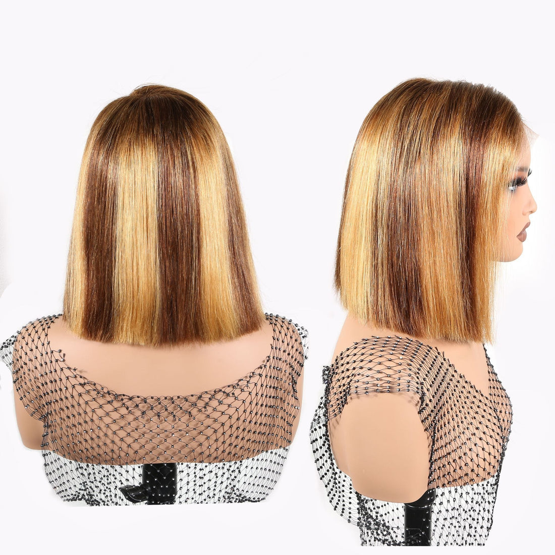 Authris Straight Bob Human Hair Wig | Blonde Highlights