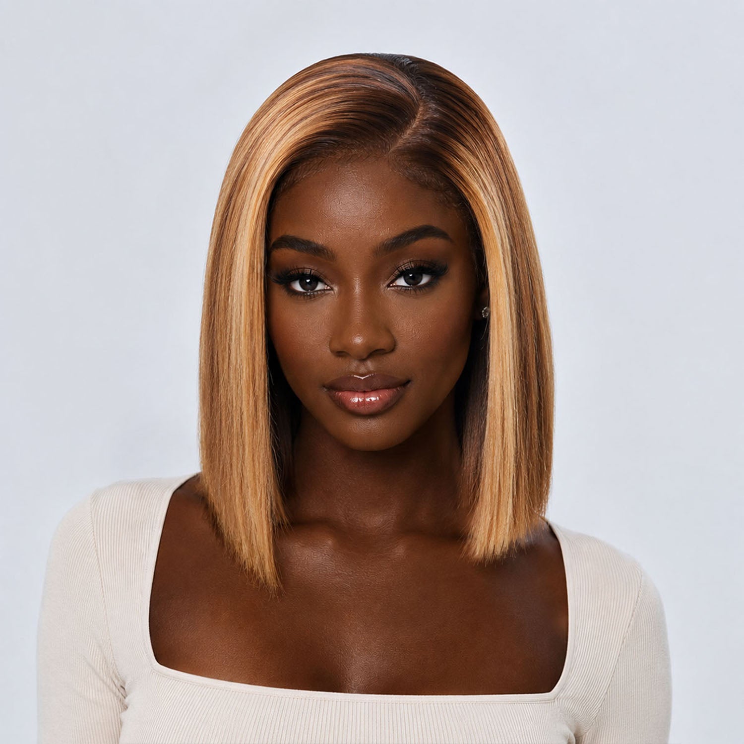 Authris Straight Bob Human Hair Wig | Blonde Highlights