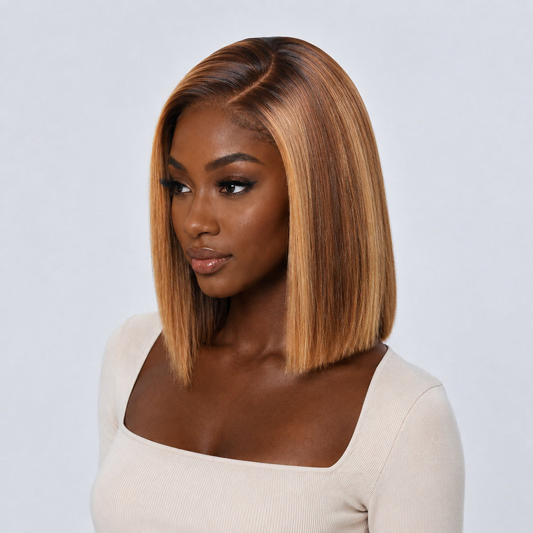 Authris Straight Bob Human Hair Wig | Blonde Highlights