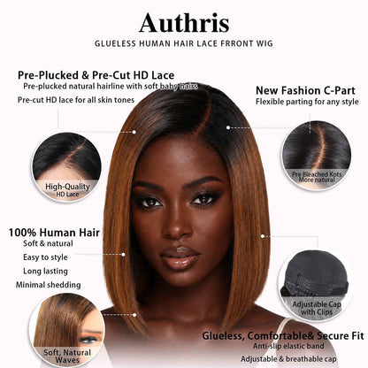 Authris Straight Bob Human Hair Wig | Chocolate Ombre