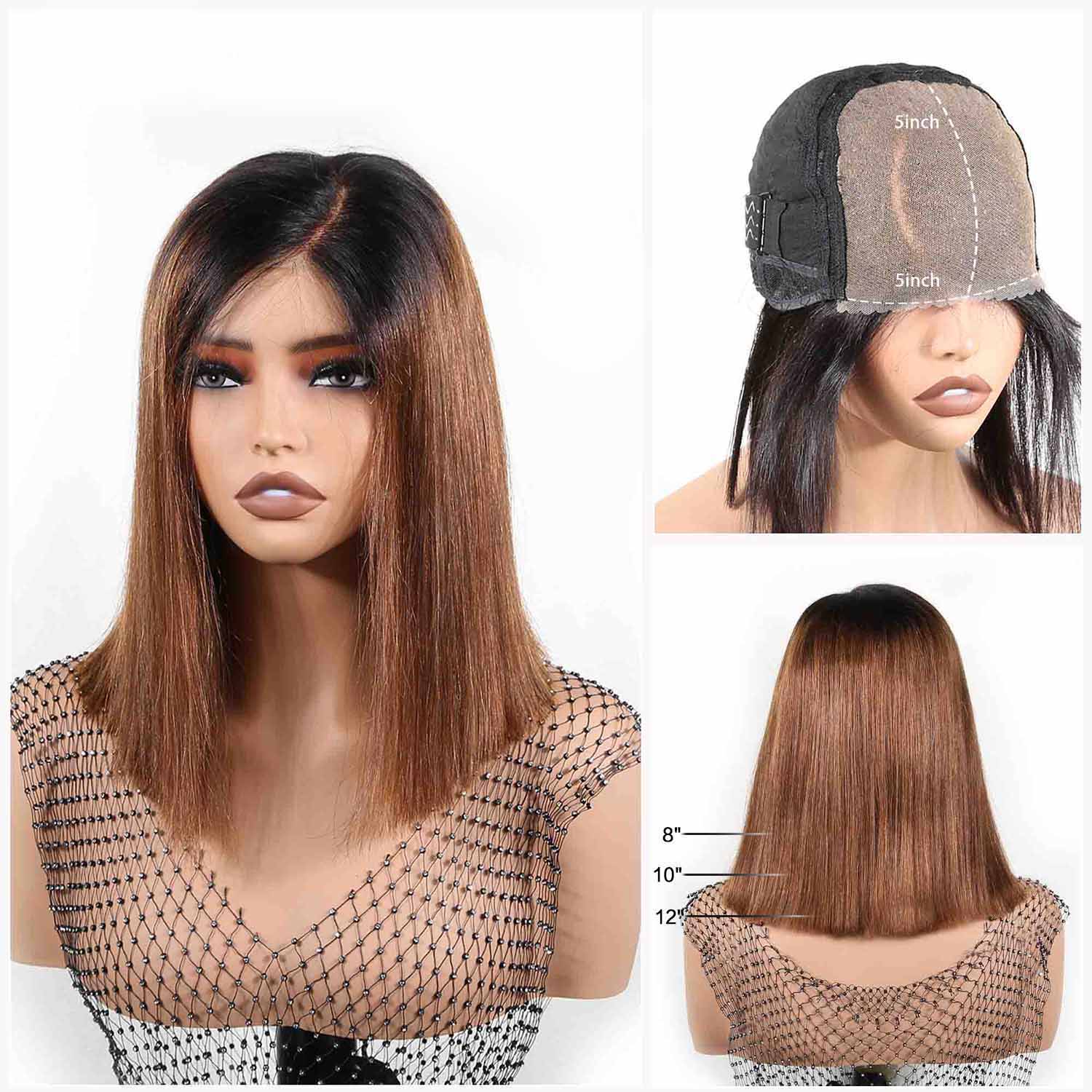 Authris Straight Bob Human Hair Wig | Chocolate Ombre