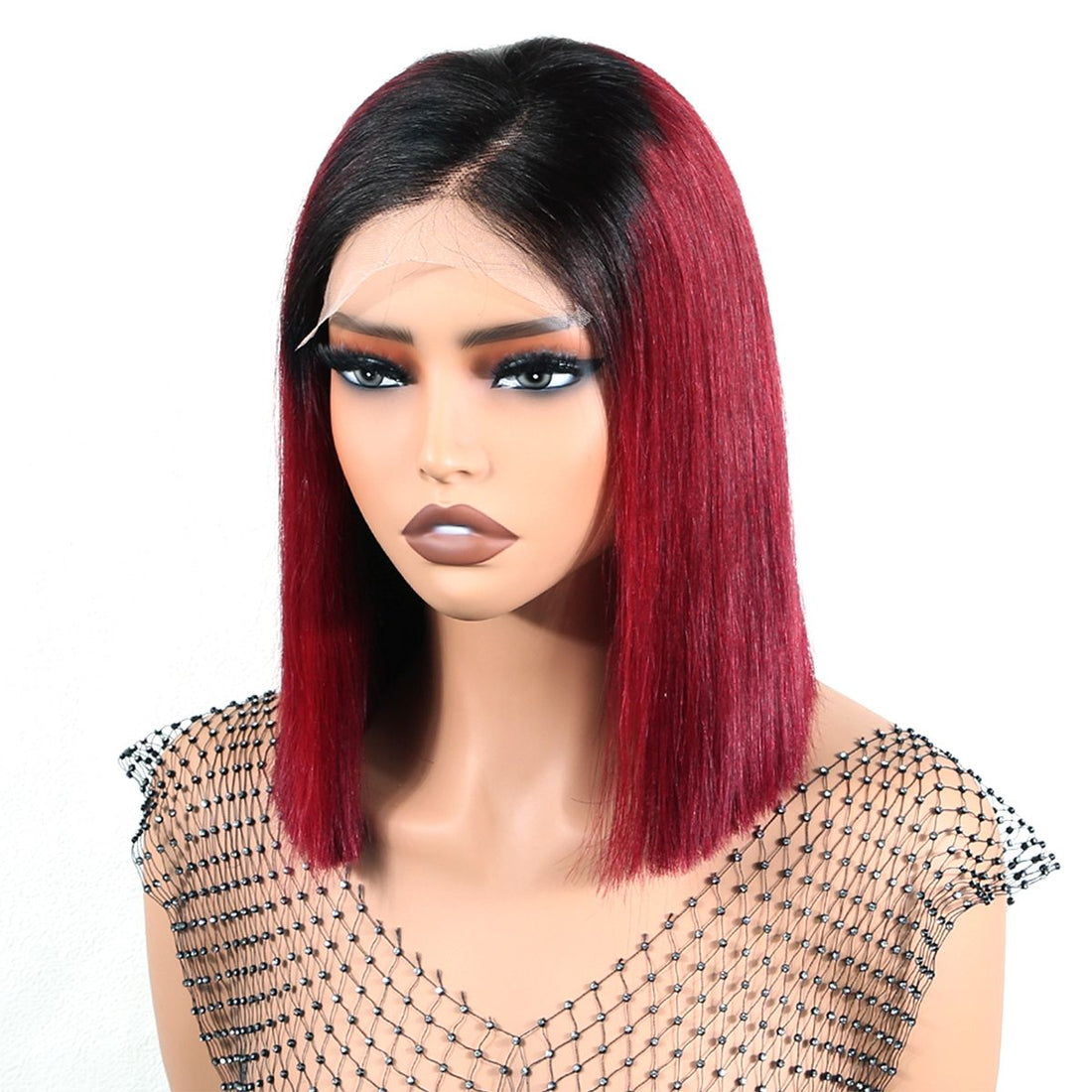 Authris Straight Bob Human Hair Wig | Burgundy Ombre