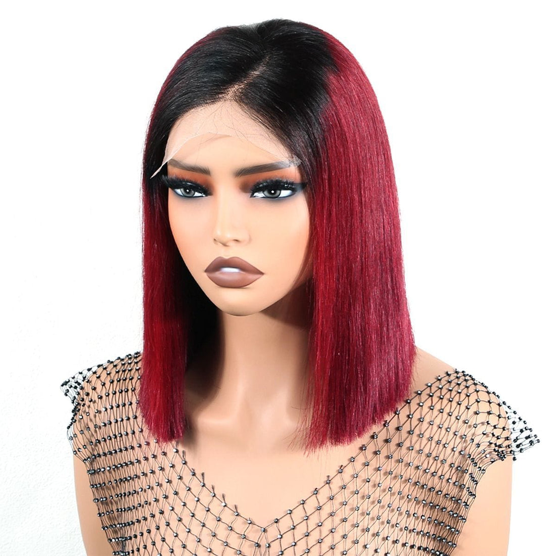 Authris Straight Bob Human Hair Wig | Burgundy Ombre