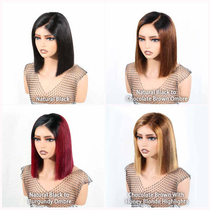 Authris Straight Bob Human Hair Wig | Burgundy Ombre
