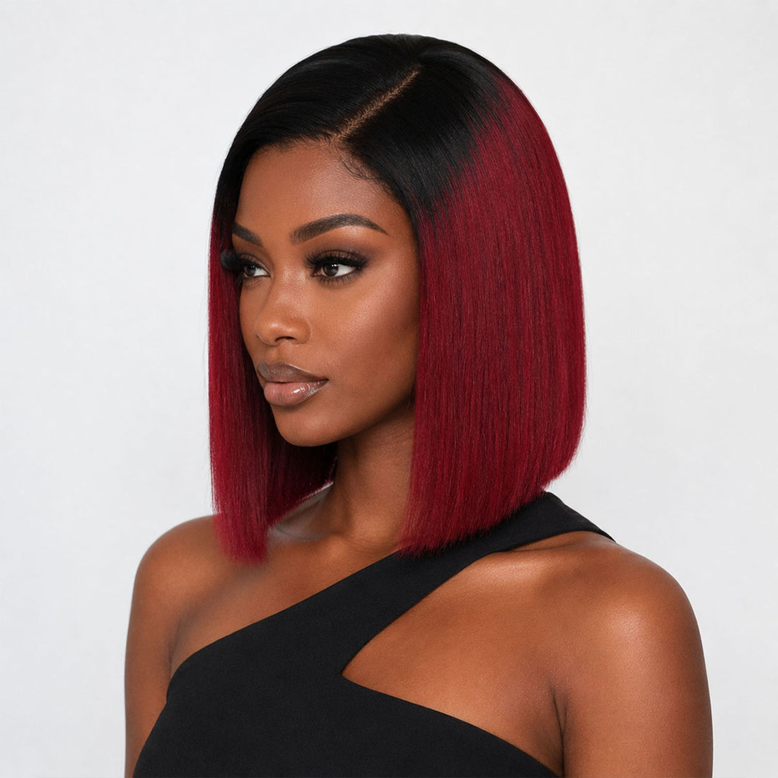 Authris Straight Bob Human Hair Wig | Burgundy Ombre