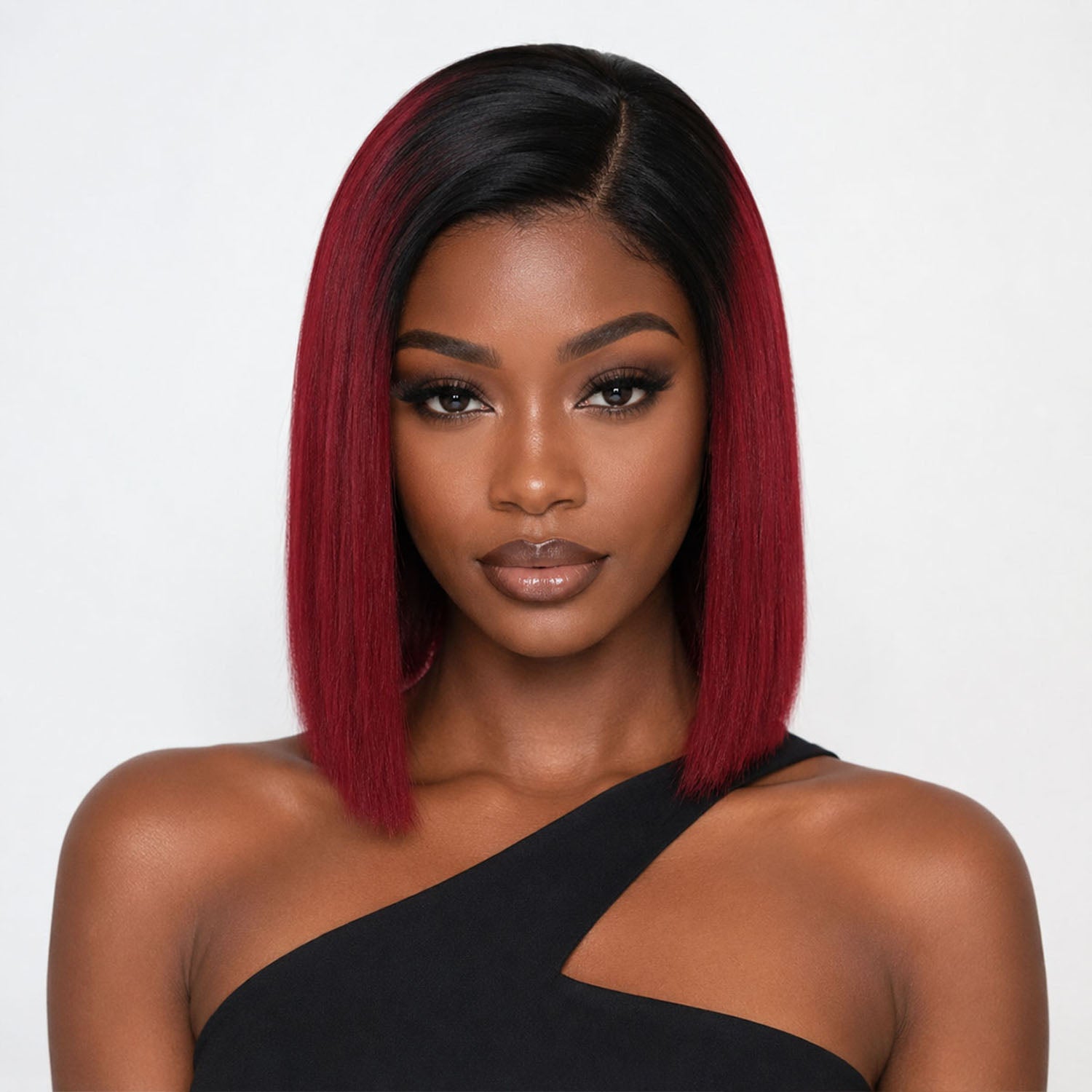 Authris Straight Bob Human Hair Wig | Burgundy Ombre