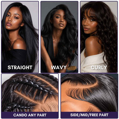 Authris Kinky Straight HD Lace Front Human Hair Wig | Chocolate Ombre
