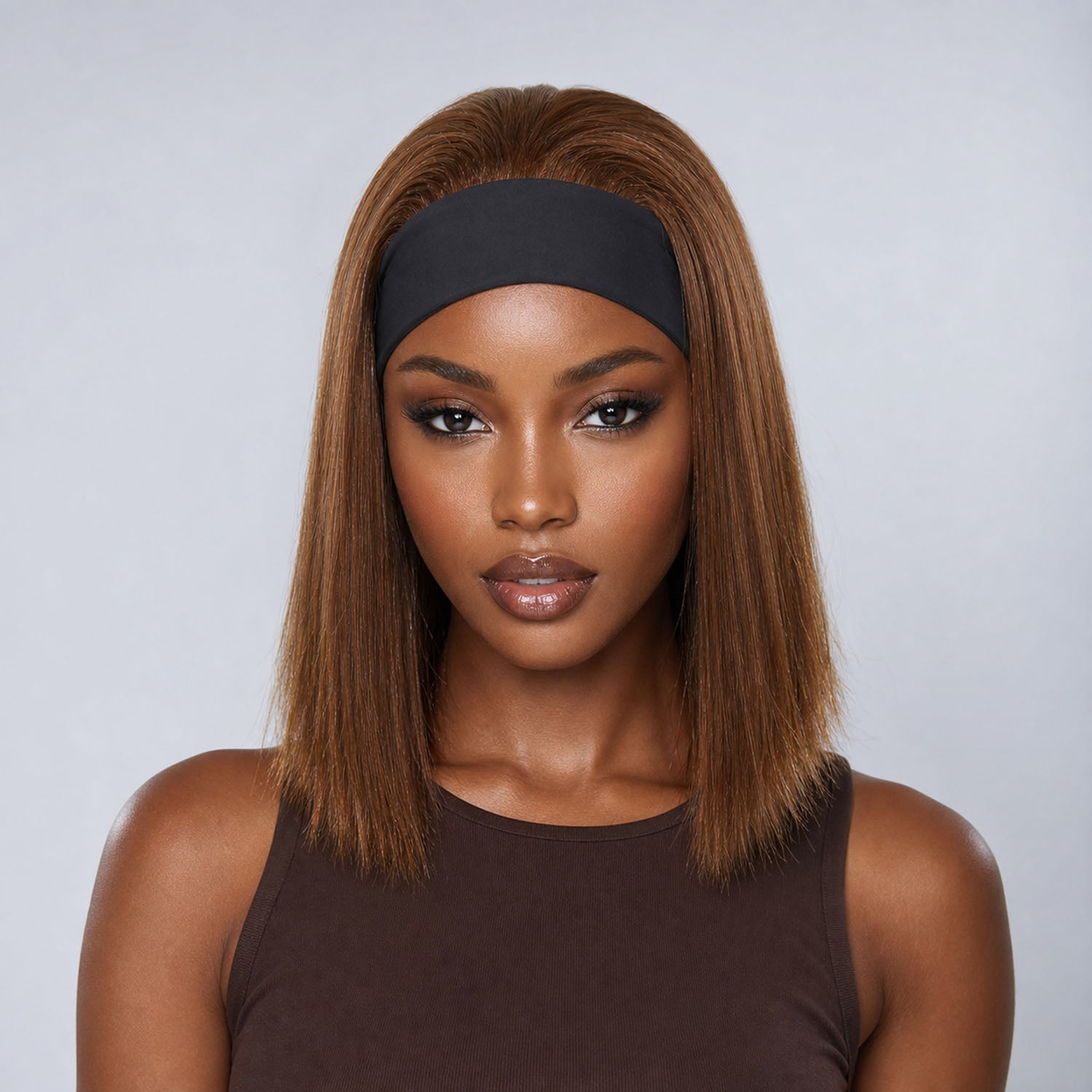 Authris Straight Headband Bob Human Hair Wig | Chocolate Brown