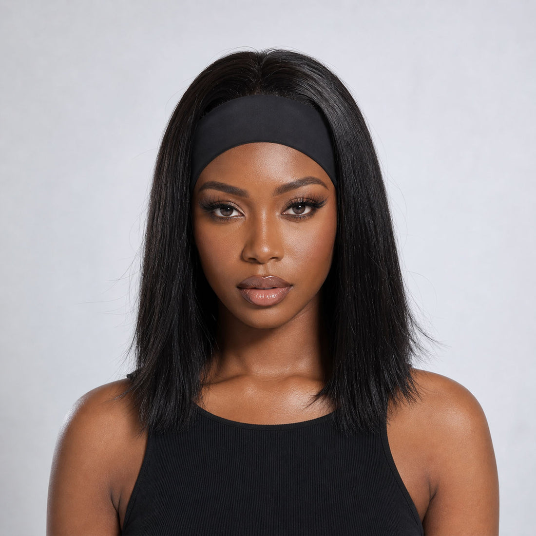 Authris Straight Headband Bob Human Hair Wig | Natural Black