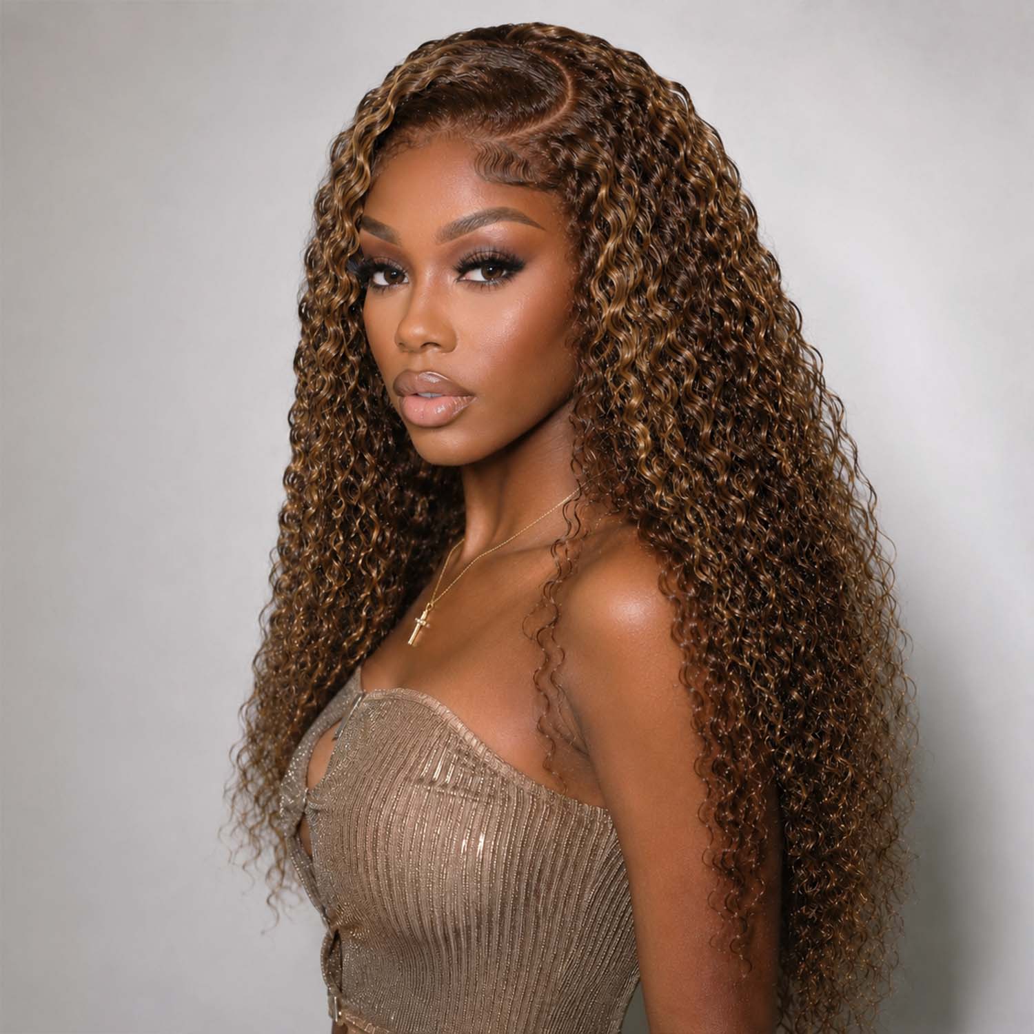 Authris Deep Wave HD Lace Front Human Hair Wig | Blonde Highlights