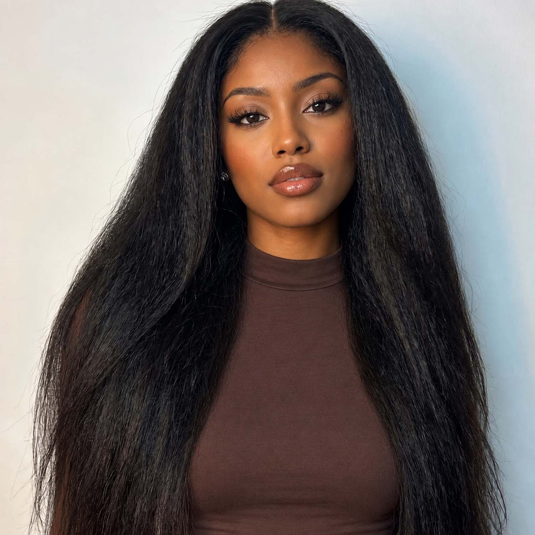 AUTHRIS Kinky Straight Lace Front Wig | Natural Black