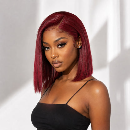 Authris Straight Bob Human Hair Wig | Burgundy
