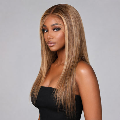 Authris Straight HD Lace Front Human Hair Wig | Blonde Highlights