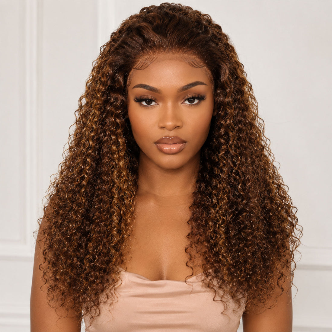 Authris Curly HD Lace Front Human Hair Wig | Blonde Highlights