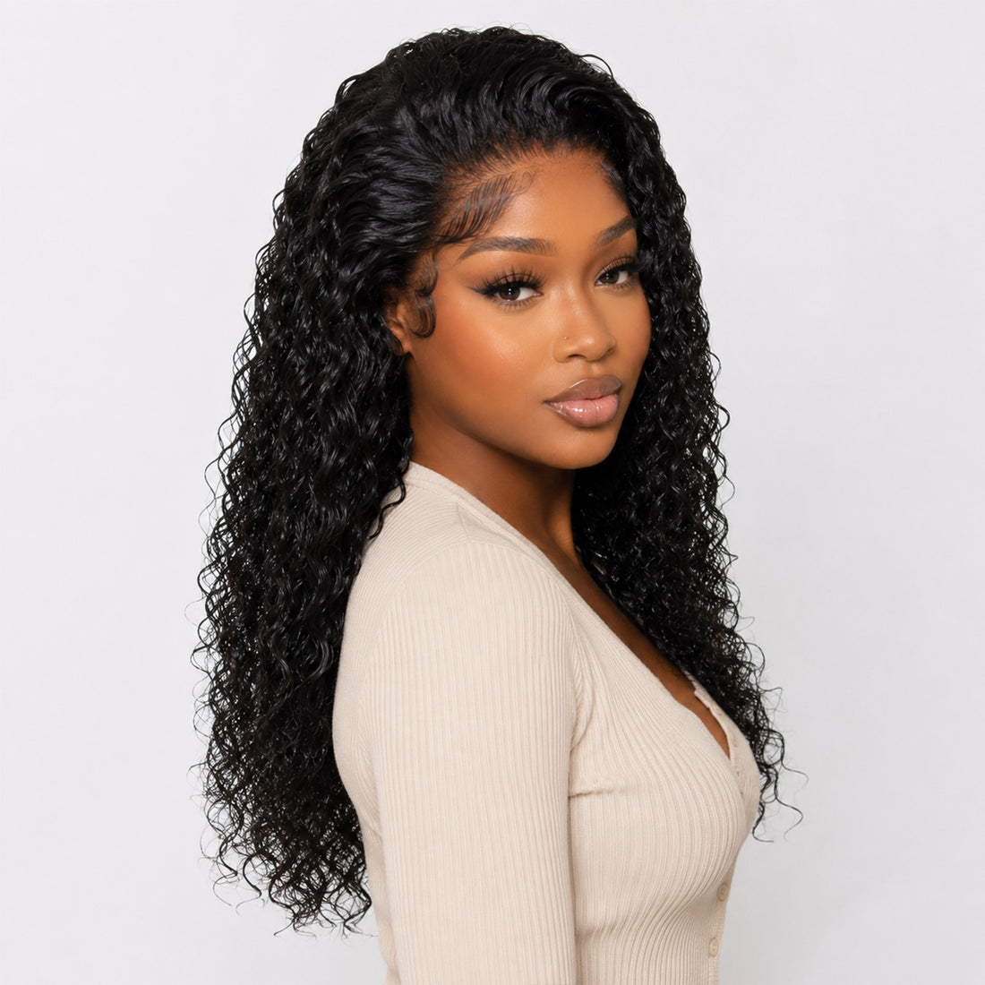 Authris Deep Wave HD Lace Front Human Hair Wig | Natural Black