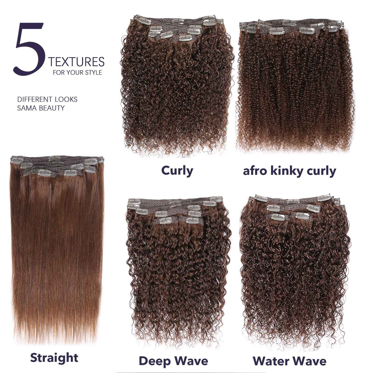 Authris Straight 8-Piece Clip-In Human Hair Extensions | Burgundy